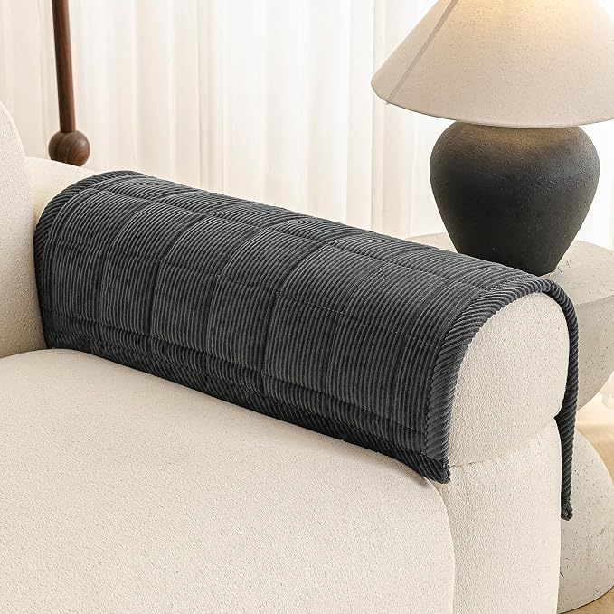Velvet Couch Covers for Sectional Sofa Washable, Non-Slip L Shaped Sectional Couch Cover, Soft Pet Couch Covers for Sofas, Furniture Slipcovers for Single Sofa(1PC,35"x35",Dark Grey) - Image 3