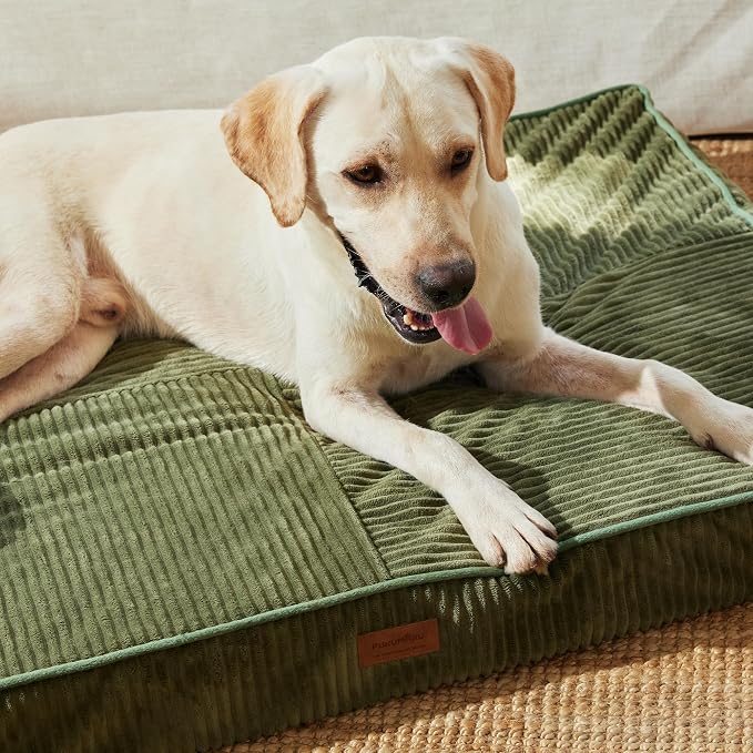 FUKUMARU X-Large Dog Bed, Thickened Waterproof Dog Mat with Washable Cover | 4" Extra Thick Egg Crate Foam Pet Mat, Corduroy Orthopedic Dog Bed for Crate, Flat Dog Pad with Anti-Slip Bottom - Image 8