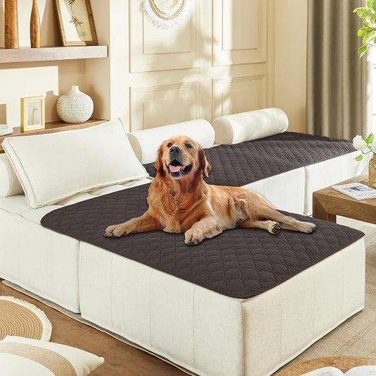 gogobunny 100% Double Sided Waterproof Dog Blanket Soft Pet Bed Cover Reversible Protect Furniture Couch Sofa Car for Puppy Large Dog Cat (Dark Coffee/Light Coffee, 40x50 Inch (Pack of 1)) by gogobunny