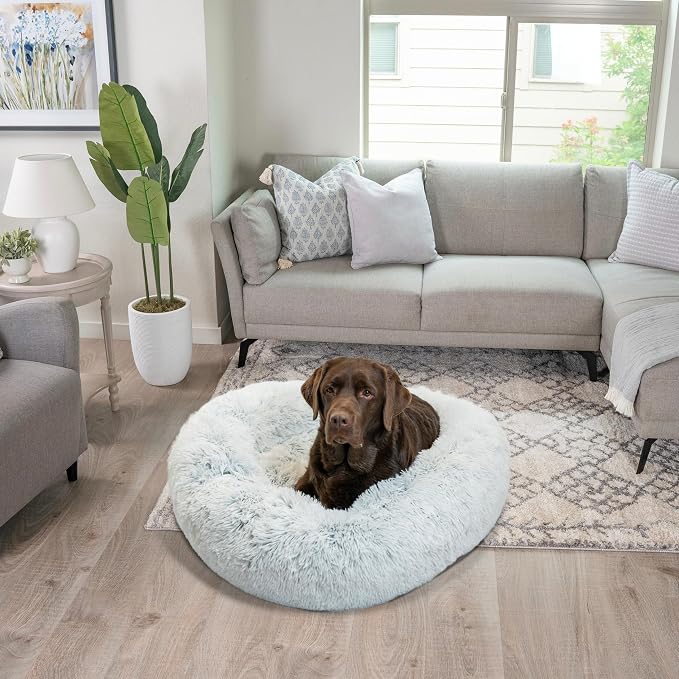 Best Friends by Sheri The Original Calming Donut Dog Bed for Large Dogs up to 100 lbs, Shag Faux Fur, Frost Gray, Large, 36" x 36" - Image 7