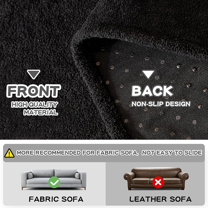 MYSKY HOME Black Couch Covers for Sectional Sofa, Love Seat Covers, Couch Covers for Dogs Washable Couch Cover Banket Modern Sofa Slipcovers, Super Soft Sofa Towel for Kids, Pets, 71" x 102" - Image 4