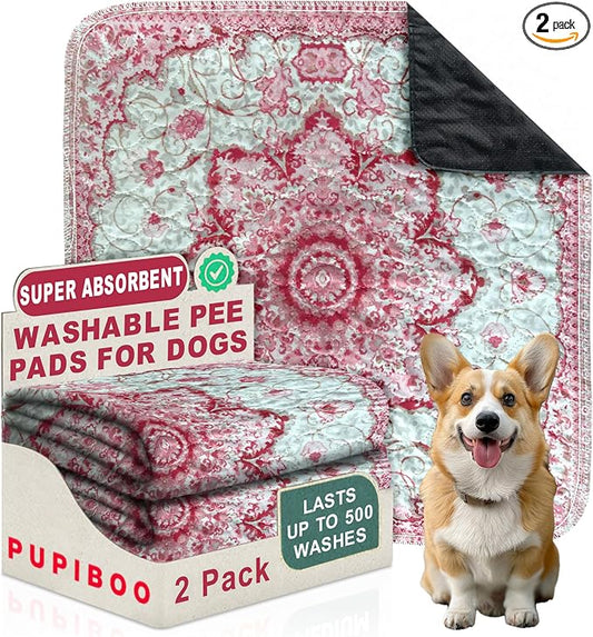 PUPIBOO Washable Pee Pads for Dogs and Cats - Super Absorbent Reusable Puppy Training Pads - 100% Waterproof, Leak-Proof & Non-Slip Whelping Pads for Pet Housebreaking by PUPIBOO
