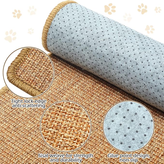 Riakrum 1 Pack Large Cat Scratch Pad Sisal Mat 32 x 16 Inches,Brown - Image 3