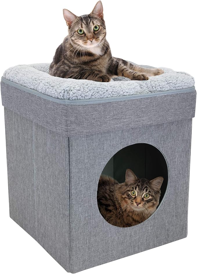 Kitty City Indoor Cat Cube Furniture, Gray Cube - Image 5