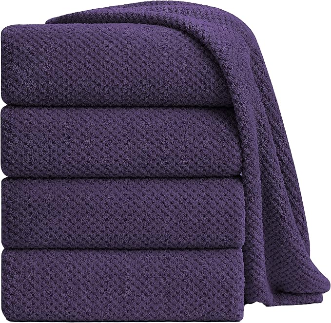 Smuge Extra Large Bath Towel Sheet Set 35x70 Inches - Oversized Bath Towels Set,Large Microfiber - Quick Dry,Lightweight,Super Soft,Highly Absorbent Towel Set for Bathroom,Pack of 4(Russian Violet) by Smuge