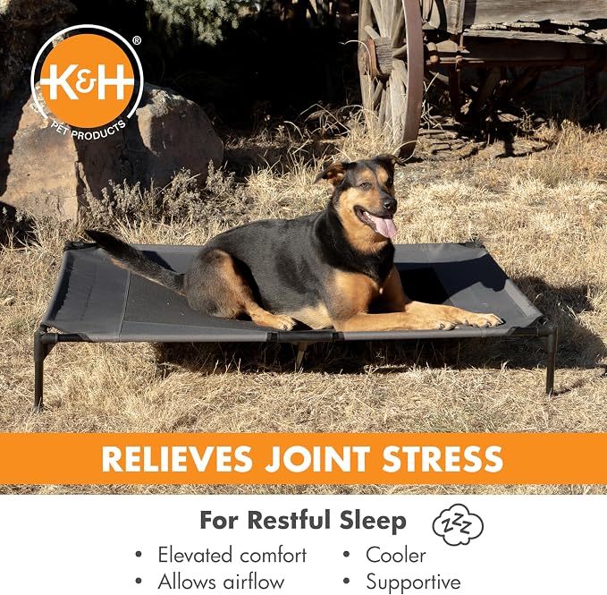 K&H Outdoor Elevated Dog Bed - Cooling Raised Dog Bed for Extra-Large & Giant Pets, Breathable Mesh Center Hammock Design, Indoor/Outdoor Washable Cover, Portable Metal Frame, Charcoal, Jumbo 56x38in - Image 3
