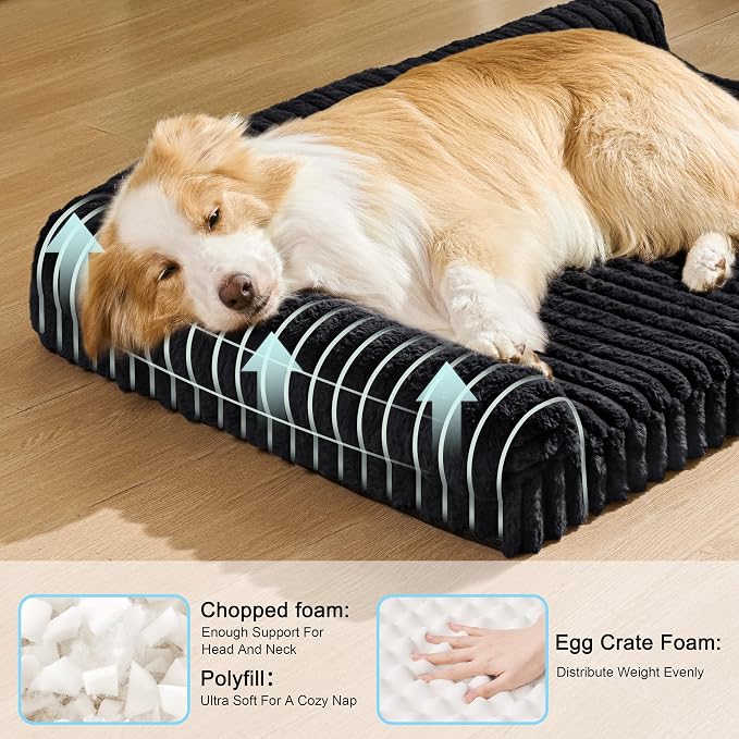 Orthopedic Calming Medium Dog Bed Pet Sofa Bed 30''X20'' Black | 2-Sided Pet Couch Medium Size Dog, Soft Egg-Crate Foam Dog Mat, Waterproof Removable Washable Cover, Nonskid Bottom Cat Bed - Image 4