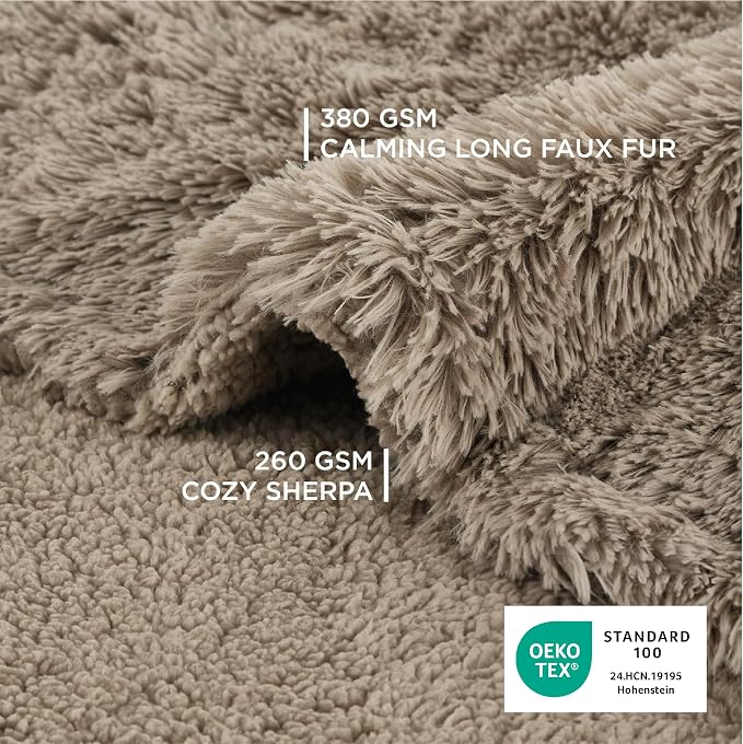 Bedsure Waterproof Dog Blankets for Large Dogs, Fluffy Faux Fur, 50×60" | Plush Fuzzy Reversible Pet Blankets for Couch and Dog Bed, Soft Calming Throw Cat Blanket Washable, Dog Gift, Brown - Image 4