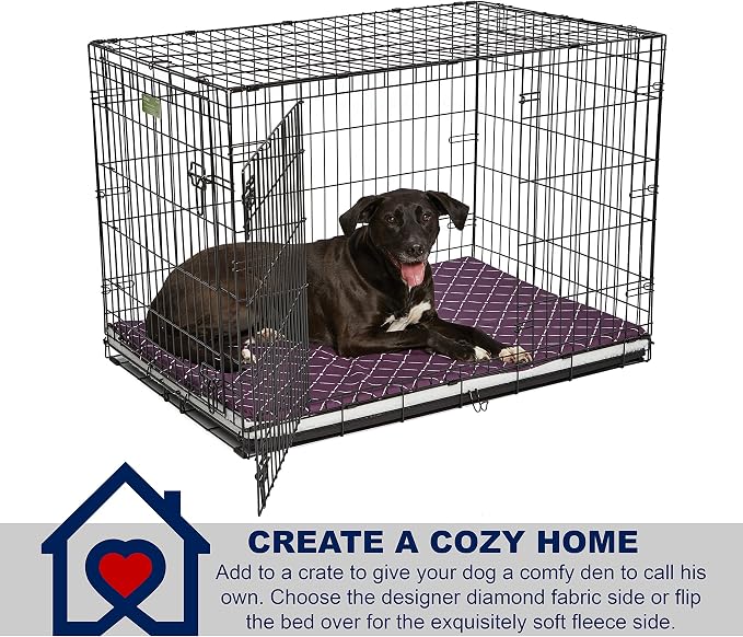 MidWest Homes for Pets Quiet Time Couture Paxton Dog Pad/Pet Bed in Plum Fleece with Pillow Cover, Plum, 24" - Image 3