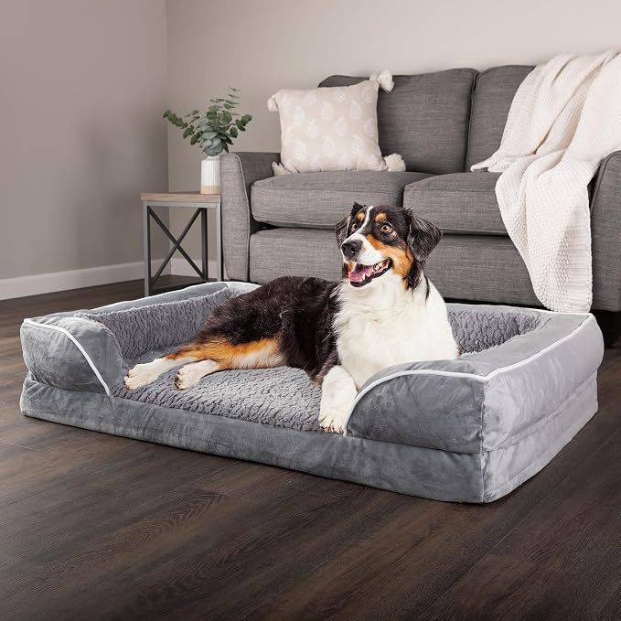PETMAKER Orthopedic Dog Bed - 42in Dog Couch Bed with Supportive Wraparound Bolster and Removable Washable Cover - Egg-Crate Foam Extra Large Dog Bed for Pets up to 65lbs - Dog Products (Gray) - Image 6