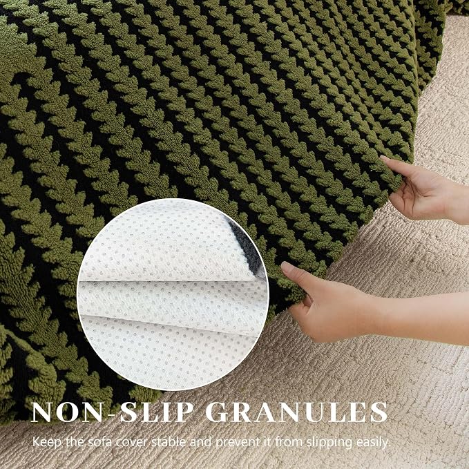 Non Slip Couch Covers for Cushion Sofa, Pet Friendly Washable, Heavy Duty Scratch Resistant Furniture Cover for Dogs, 71" x 91", Green - Image 3