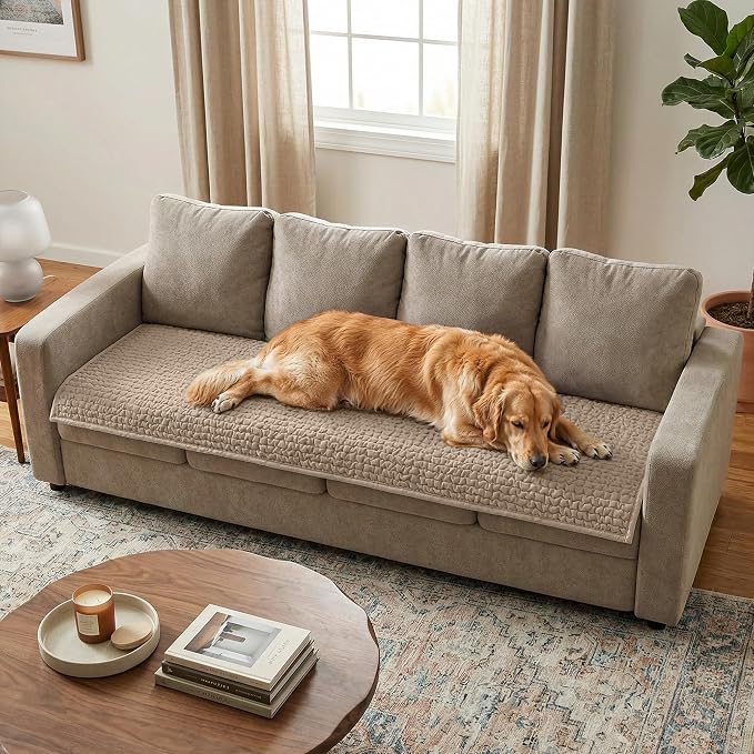 PAULATO BY GA.I.CO. Waterproof Blanket – 24x86” Changing Absorbent Pad for Incontinence – Machine Washable Stain-Resistant Protector for Couch Sofa or Bed – Reusable Waterproof Cover - Macadamia by PAULATOBYGAICO