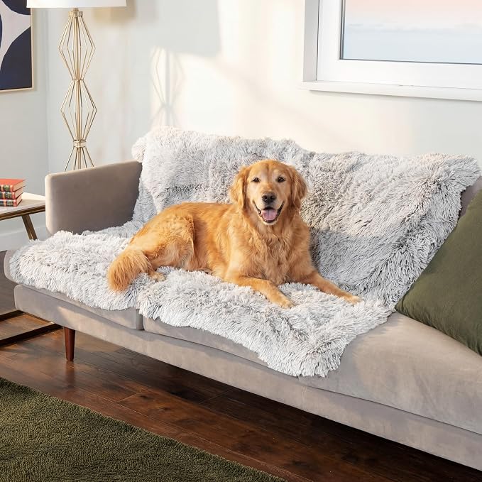 Furhaven Waterproof Throw Blanket for Dogs & Indoor Cats, Reversible Protective Pet Blanket, Extra Large, Long Faux Fur & Velvet, Mist Gray - Image 8