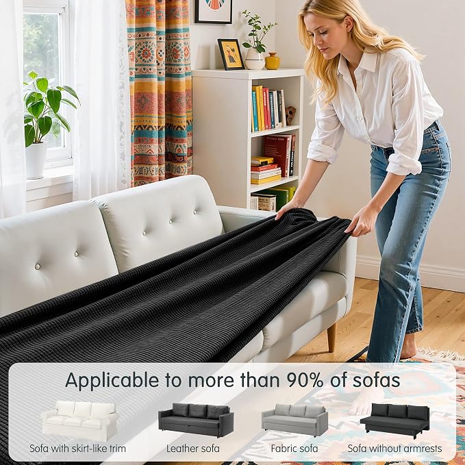 Hokway Couch Cushion Covers Stretch Cushion Covers Sofa Seat Cushion Slipcover Cushion Protector(Black, Large) - Image 4