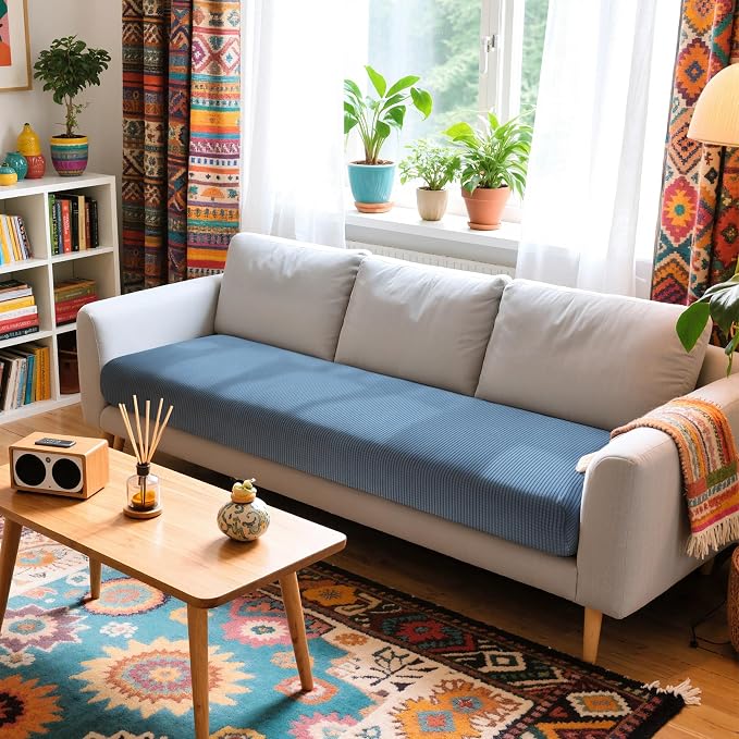 Hokway Couch Cushion Covers Stretch Cushion Covers Sofa Seat Cushion Slipcover Cushion Protector(DenimBlue, Large) - Image 2
