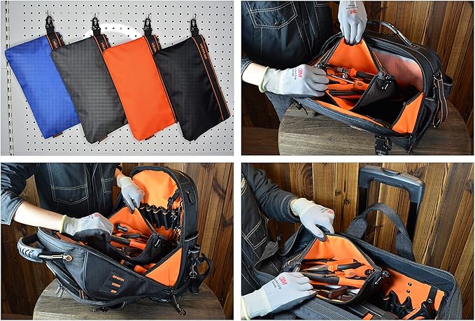 WELKINLAND 4-Packs Small tool pouch, Heavy-Duty Tool pouches, Electrician tools pouch bag, Tools pouches w/clip, Small Zippered tool bag - Image 4
