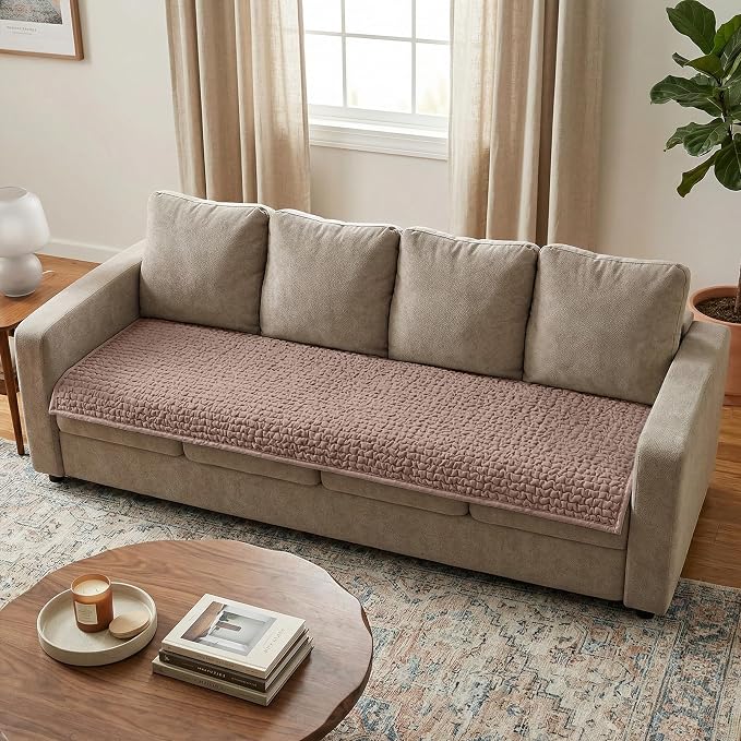 PAULATO BY GA.I.CO. Waterproof Blanket – 24x86” Changing Absorbent Pad for Incontinence – Machine Washable Stain-Resistant Protector for Couch Sofa or Bed – Reusable Waterproof Cover - Soft Taupe - Image 2