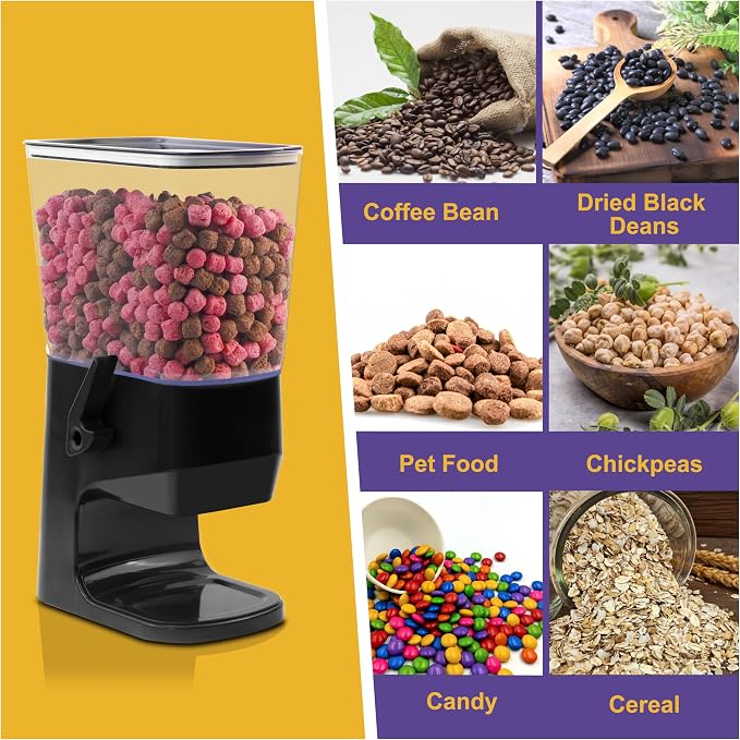 Cereal Dispenser Countertop 1 Pack, Dry Food Dispenser Snack Organizer, Slim Cereal Containers Storage Dispenser with Lids for Pantry, Kitchen Organization Oatmeal Nut Granola Candy, Black - Image 5