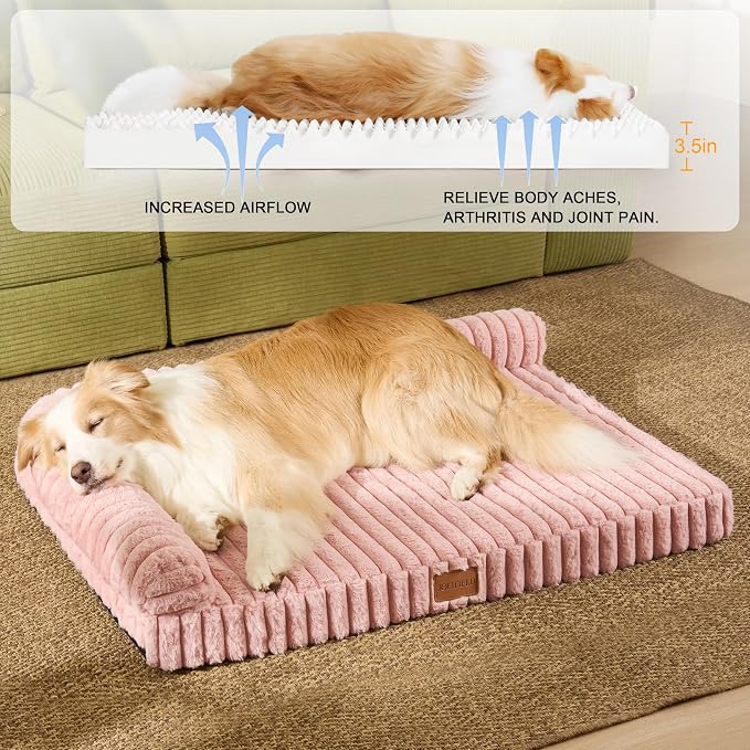 Orthopedic Calming Medium Dog Bed Pet Sofa Bed 30''X20'' Pink | 2-Sided Pet Couch Medium Size Dog, Soft Egg-Crate Foam Dog Mat, Waterproof Removable Washable Cover, Nonskid Bottom Cat Bed - Image 4