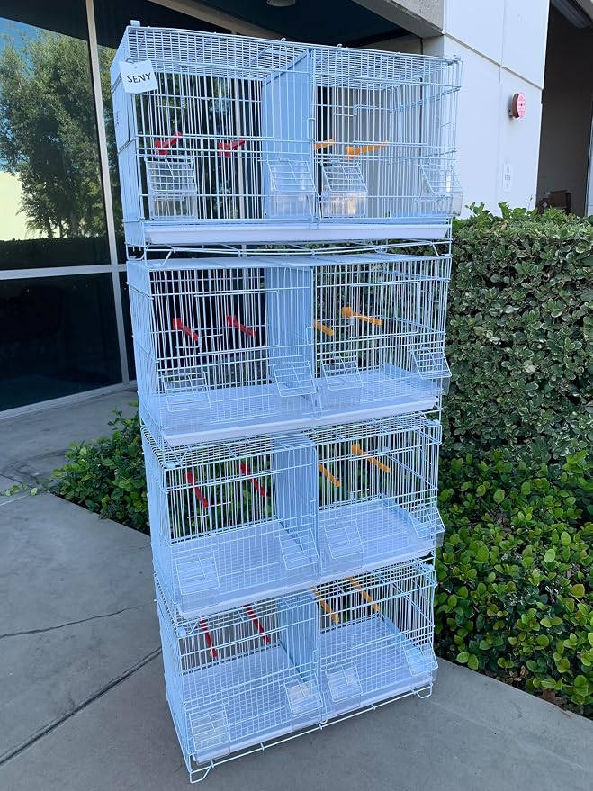 Seny Set of 4 Stackable Breeding Bird Cage for Canary Finch Small Birds (White) - Image 5