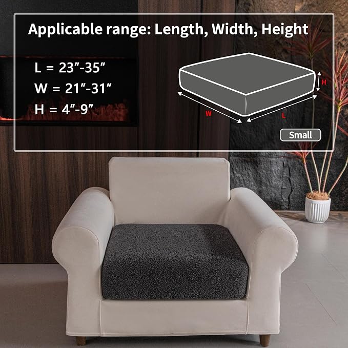 OHSIO Couch Cushion Covers for Sectional Sofa, Stretch Soft Sofa Slipcovers Washable Wear-Resistant Universal Furniture Protector for Living Room(1 Piece Chair Cover, Dark Gray) - Image 2