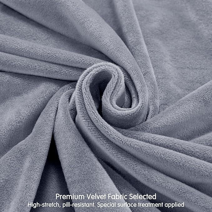 CHUN YI Velvet Couch Cushion Covers, 4 PC Water Resistant Sectional Couch Covers for L Shape Sofa, Individual Seat Cushion Protector for Pets (3 Seater + 1 Chaise, Grey) - Image 4