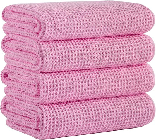 Microfiber Waffle Bath Towels, 4 Pieces, Soft, Absorbent, Fast Drying, Lint Free 430 GSM (27''x55''/68.58 cm x139.7 cm) by Unknown