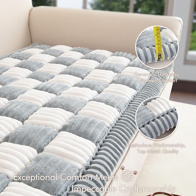 Couch Cover for Sofa, Sectional Couch Cover for Dogs, Sofa Cover Washable, Cushion Cover Blanket Pad Bed Mat for Pets, Fleece Furniture Protector, Grey, 27.6x70.9in - Image 5