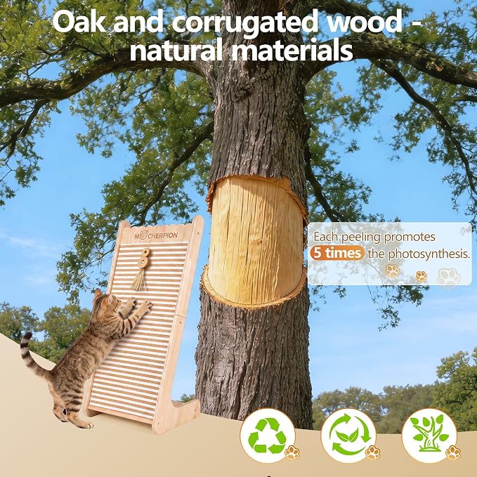 Cork Cat Scratching Board-Cat Scratcher Post-Cat Toy Scratch Pad for Indoor | Cat Scratching Posts-Cat Ramp-Cat Scratch Cardboard with Toy,Replaceable Use-Eco-Friendly Sustainable-Protect furniture white - Image 5