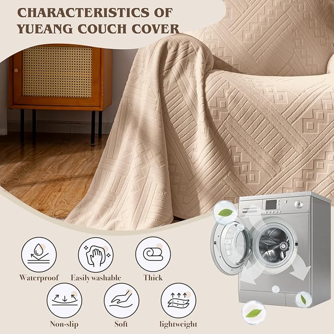 Waterproof Recliner Chair Cover, Anti-Slip Reclining Chair Covers, Pet-Friendly, Washable, Durable and Breathable Couch Covers – Reversible Design for Sofa Protection(71x71in/Khaki) - Image 7