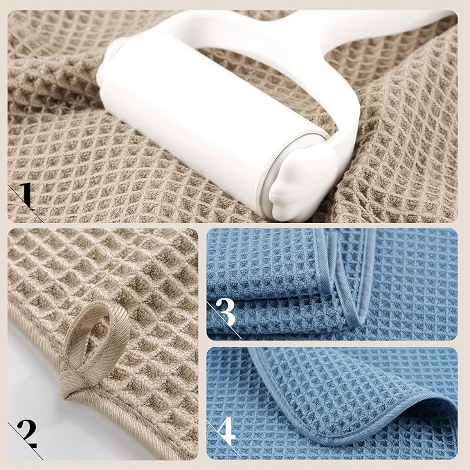 POLYTE 430 GSM Microfiber Oversize Quick Dry Lint Free Bath Towel, 60 x 30 in, 4 Pack (Waffle Weave) - Image 4