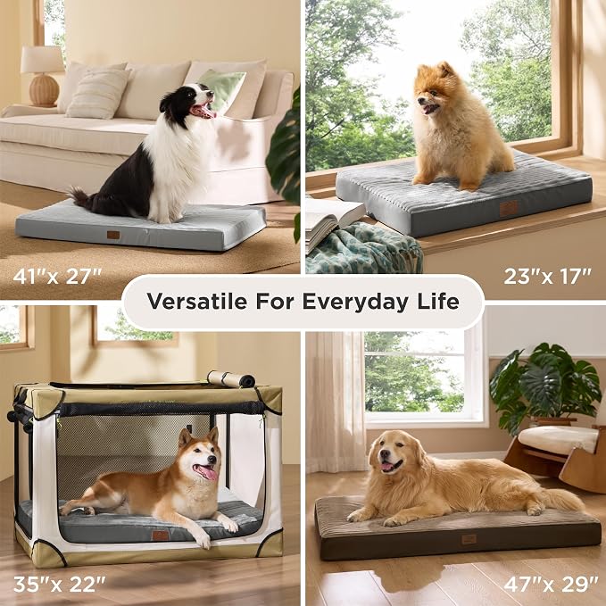 Bedsure ComfyFleece Large Dog Bed for Crate with Washable Cover, 35x22 | Orthopedic Egg Crate Foam Pet Mat,Removable Cover, Nonslip Bottom,Not Waterproof,Not Chewproof,For Large Breeds up to 40lbs - Image 7