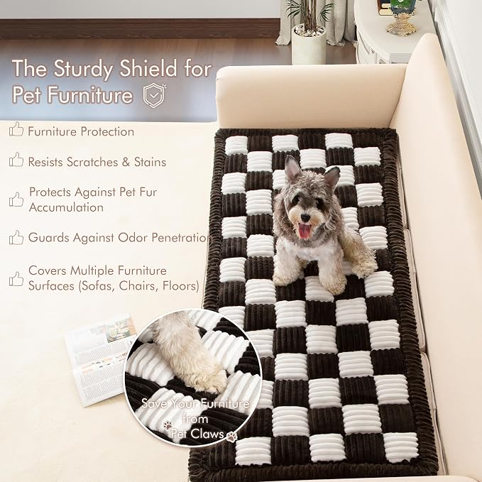 Couch Cover for Sofa, Sectional Couch Cover for Dogs, Sofa Cover Washable, Cushion Cover Blanket Pad Bed Mat for Pets, Fleece Furniture Protector, Black, 27.6x59in - Image 2