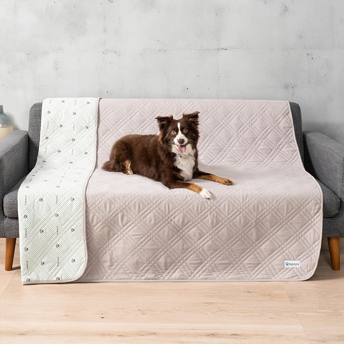 PetAmi Waterproof Couch Cover for Dogs, Non-Slip Leakproof Sofa Furniture Protector for Pet Cat, Machine Washable Bed Blanket for Car Seat, 68x82 Beige by PetAmi
