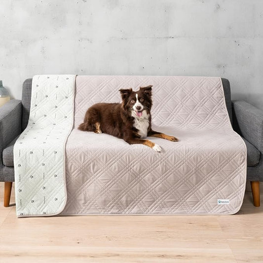 PetAmi Waterproof Couch Cover for Dogs, Non-Slip Leakproof Sofa Furniture Protector for Pet Cat, Machine Washable Bed Blanket for Car Seat, 52x82 Beige by PetAmi