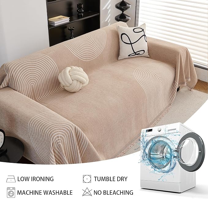 MEETSKY Couch Cover Sofa Cover Washable,Chenille Sofa Covers for 2 Cushion Couch Sofa, Sofa Slipcover Loveseat Pet Couch Covers for Sectional Sofa, 71" X118" - Image 5