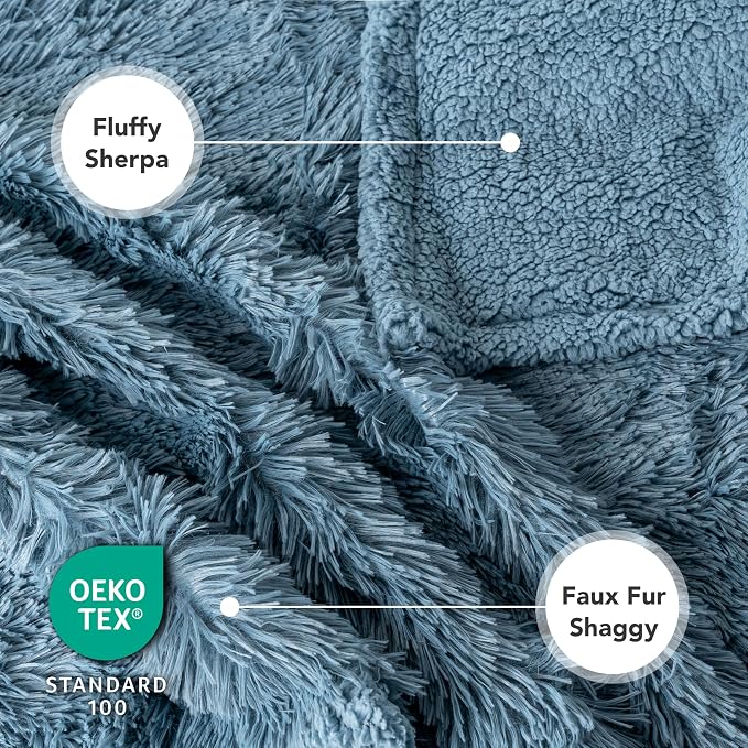 PetAmi Waterproof Dog Blanket for Couch, Bed & Furniture,Reversible Sherpa & Faux Fur Pet Blanket, Leakproof Blanket for Dog Cat, Washable Couch Protector, Soft Calming Pet Throw (40x60, Light Blue) - Image 5