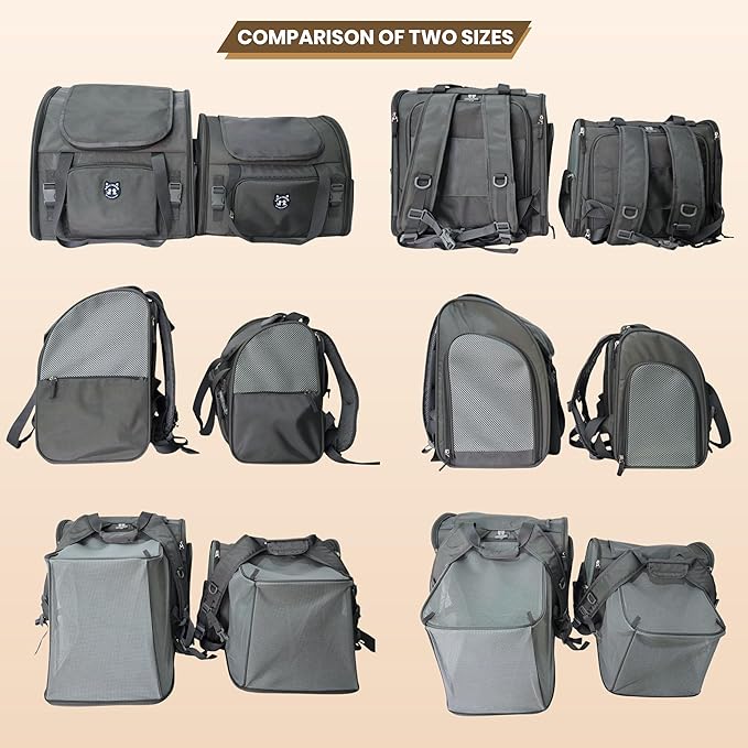 Lollimeow Expandable Cat Carrier Backpack for Large Cats - Airline Approved Pet Carrier Backpack for Small Dogs, Hiking & Travel, Waterproof with Breathable Mesh, 22lbs Capacity (Dark Grey, Large)