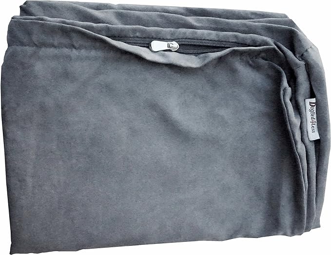 Dogbed4less 37X27X4 Inches Medium Large Size : Suede Fabric External Replacement Cover in Gray Color with Zipper Liner for Dog Pet Bed Pillow or pad - Replacement Cover only by Dogbed4less
