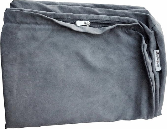 Dogbed4less 37X27X4 Inches Medium Large Size : Suede Fabric External Replacement Cover in Gray Color with Zipper Liner for Dog Pet Bed Pillow or pad - Replacement Cover only by Dogbed4less