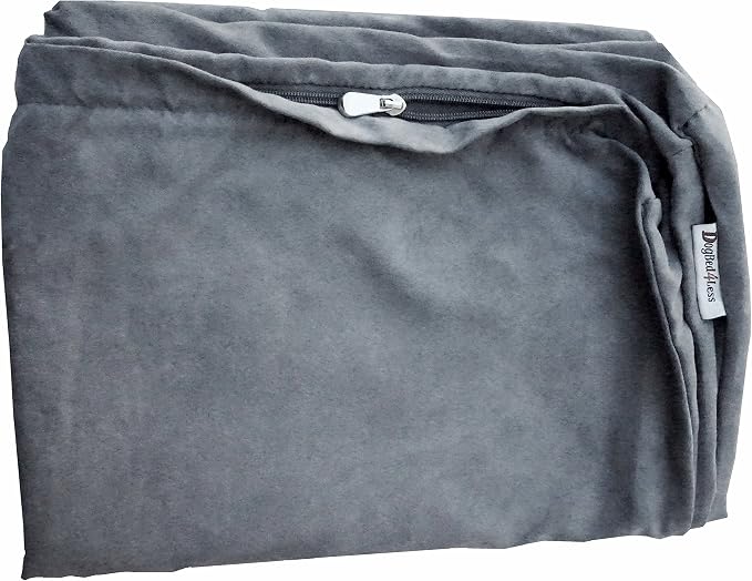 Dogbed4less 40X35X4 Inches XL Size : Suede Fabric External Replacement Cover in Grey Color with Zipper Liner for Dog Pet Bed Pillow or pad - Replacement Cover only by Dogbed4less
