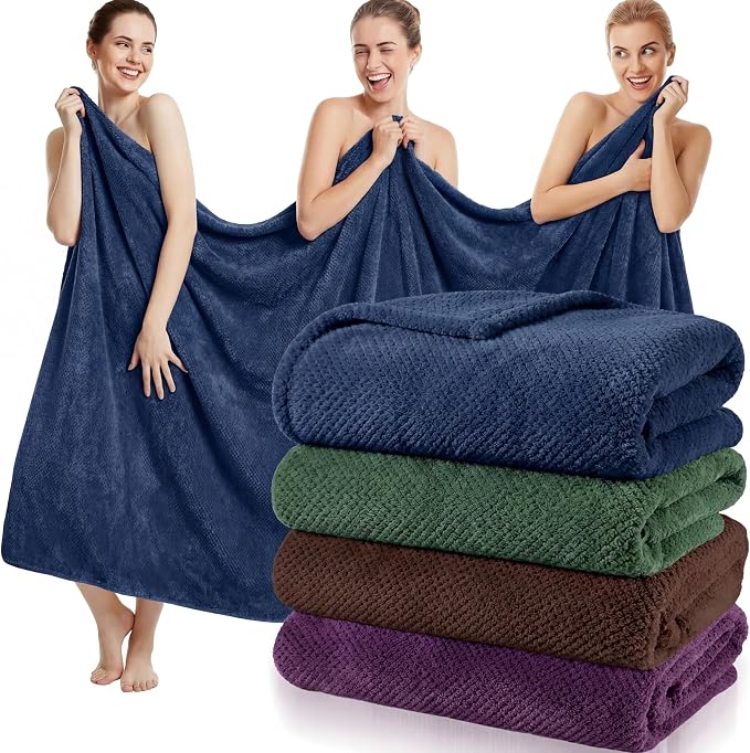 Newwiee 4 Pcs Oversized Bath Towel 40'' x 80'' Bath Sheet,Dark Colors | Fluffy Microfiber Quick Dry, Extra Large Bathroom Towel, Soft Absorbent Adult Shower Sheet, Fall Halloween Decor, Spa Beach by Newwiee