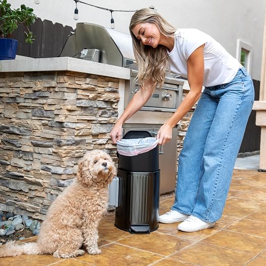 Dog Poop Trash Can Outside with Lid – 12L Stainless Steel Outdoor Trash Can with Reusable Charcoal Filter, Step-On Pedal & Bag Dispenser – Dog Waste Station, Cat Litter Trash Can & Diaper Pail - Image 8