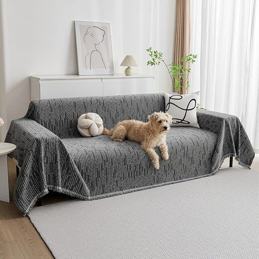 MYSKY HOME Couch Covers for Sofa, Dog Couch Cover Protector, Dark Grey Lines Sofa Covers for Sectional L Shape, Pets Couch Throw Cover Washable Durable Large Couch Cover for Dogs, Cats, 71" X118" by MYSKYHOME