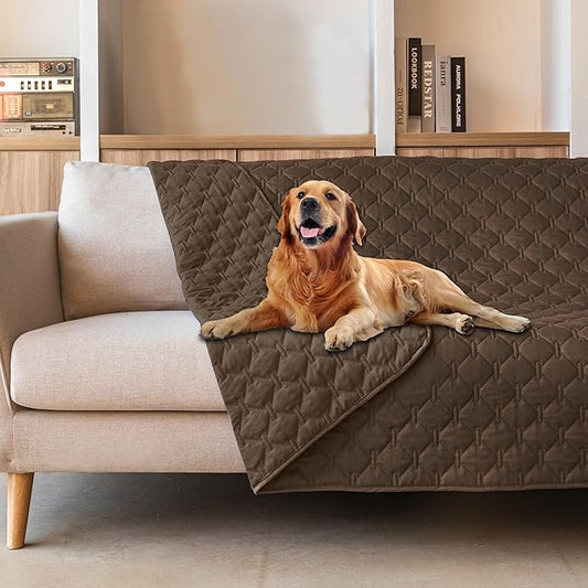 gogobunny 3X Stronger Waterproof Pet Blanket, Scratch Proof Furniture Protector for Dogs Cats, Reversible Cover 82x102 Inch, Dark Chocolate by gogobunny