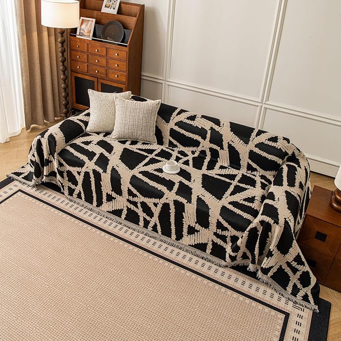 ROOMLIFE Couch Cover 3 Cushion Sofa, Washable Non Slip Furniture Sofa Protector Cover, Soft Chenille Sofa Slipcovers Sectional L Shape Dogs Couch Cover Throw Blanket with Tassels 71''X134'' - Image 8