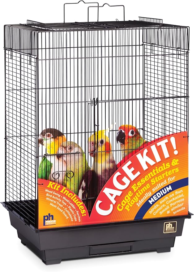 Prevue Pet Products Square Roof Bird Cage Kit - Ideal for Small Birds, Stand Compatible Enclosure, Simple Cage Assembly, Easy to Clean and Maintain - Black by PrevuePetProducts