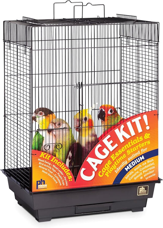 Prevue Pet Products Square Roof Bird Cage Kit - Ideal for Small Birds, Stand Compatible Enclosure, Simple Cage Assembly, Easy to Clean and Maintain - Black by PrevuePetProducts