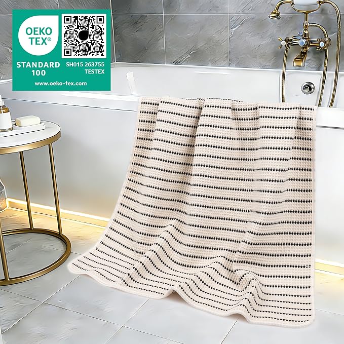 POLYTE 430 GSM Microfiber Oversize Quick Dry Lint Free Bath Towel, 60 x 30 in, 4 Pack (Waffle Weave) - Image 5
