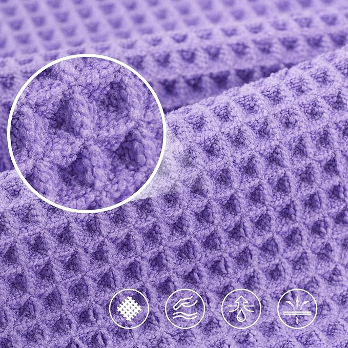 POLYTE 430 GSM Microfiber Oversize Quick Dry Lint Free Bath Towel, 60 x 30 in, 4 Pack (Waffle Weave) - Image 5
